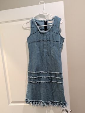 Sleeveless Denim Shift Dress in Light Blue